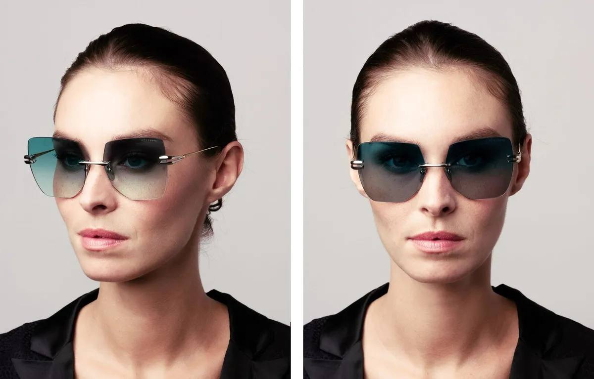 Dita Embra Silver - White Gold w/ Dark Turquoise to Clear Gradient